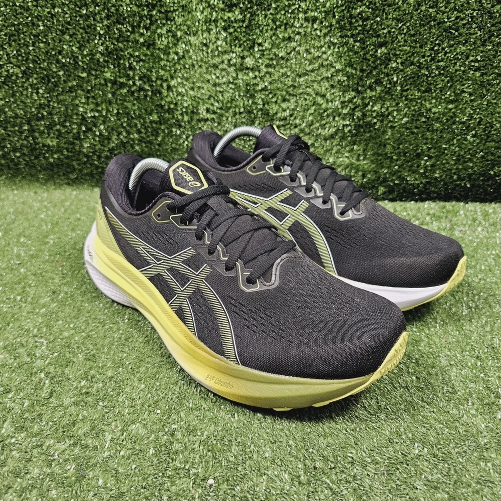 ASICS Gel-Kayano 30 Black Glow Yellow Athletic Running Sneakers Mens 9.5 Wide